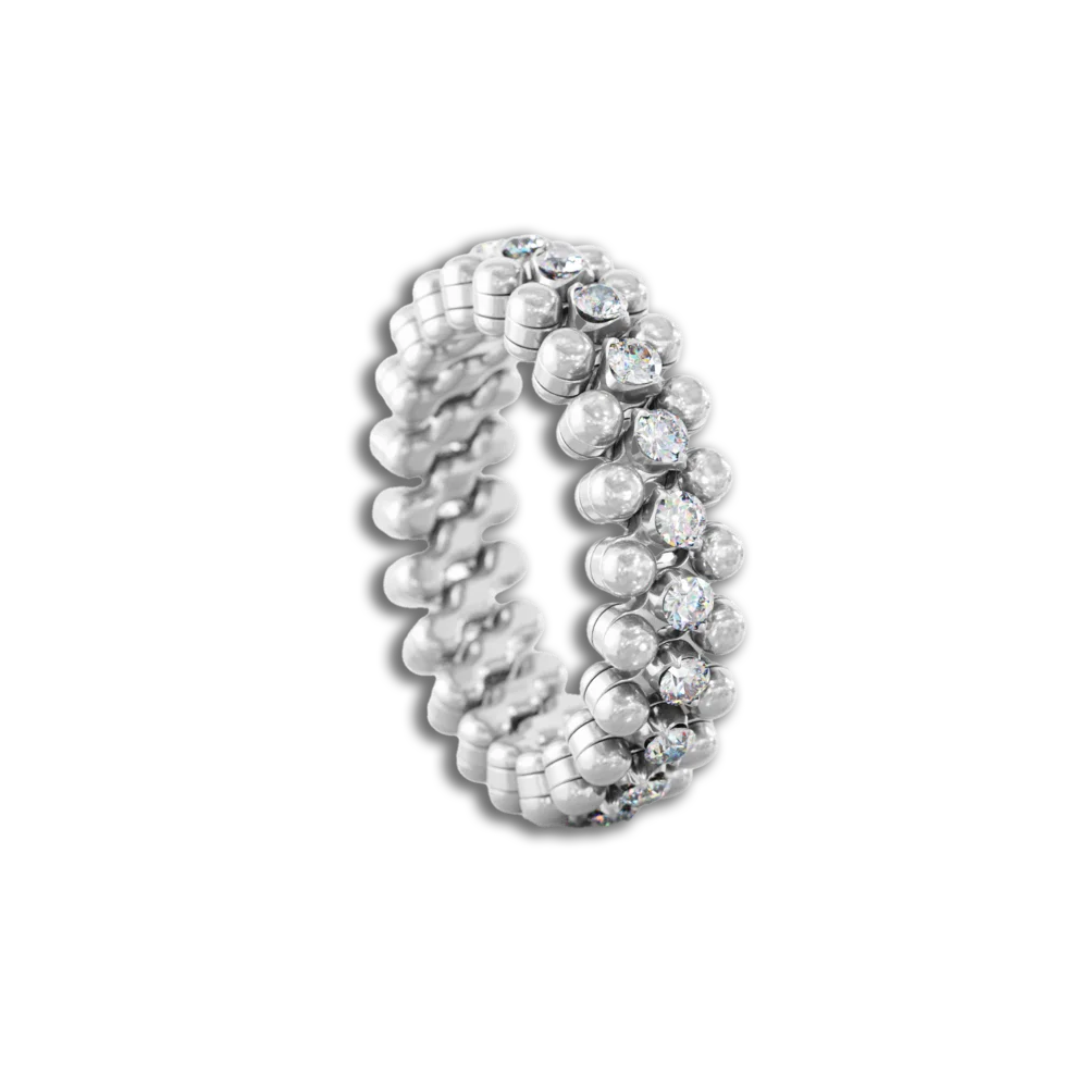 Ring Multi Size • 3 Reihen • weißen Diamanten • Weißgold-Mittelstück