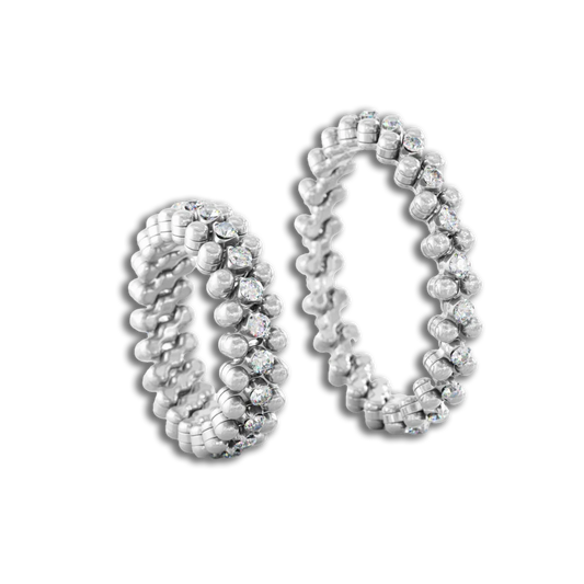 Ring Multi Size • 3 Reihen • weißen Diamanten • Weißgold-Mittelstück