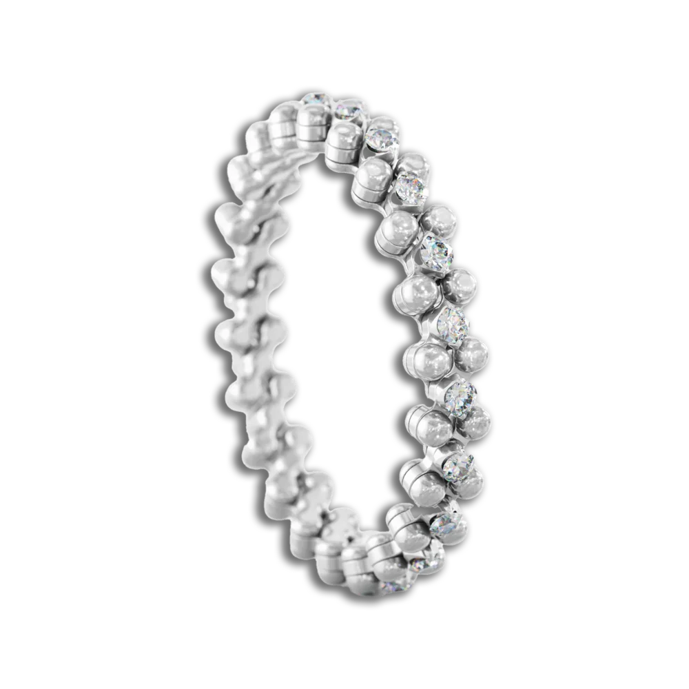 Ring Multi Size • 3 Reihen • weißen Diamanten • Weißgold-Mittelstück
