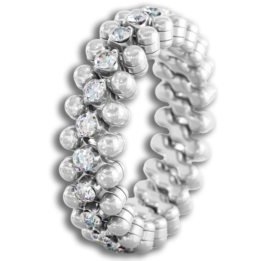 Ring Multi Size • 3 Reihen • weißen Diamanten • Weißgold-Mittelstück