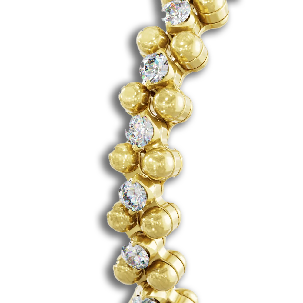 Ring Multi Size • 3 Reihen weißen Diamanten • Gelbgold-Mittelstück