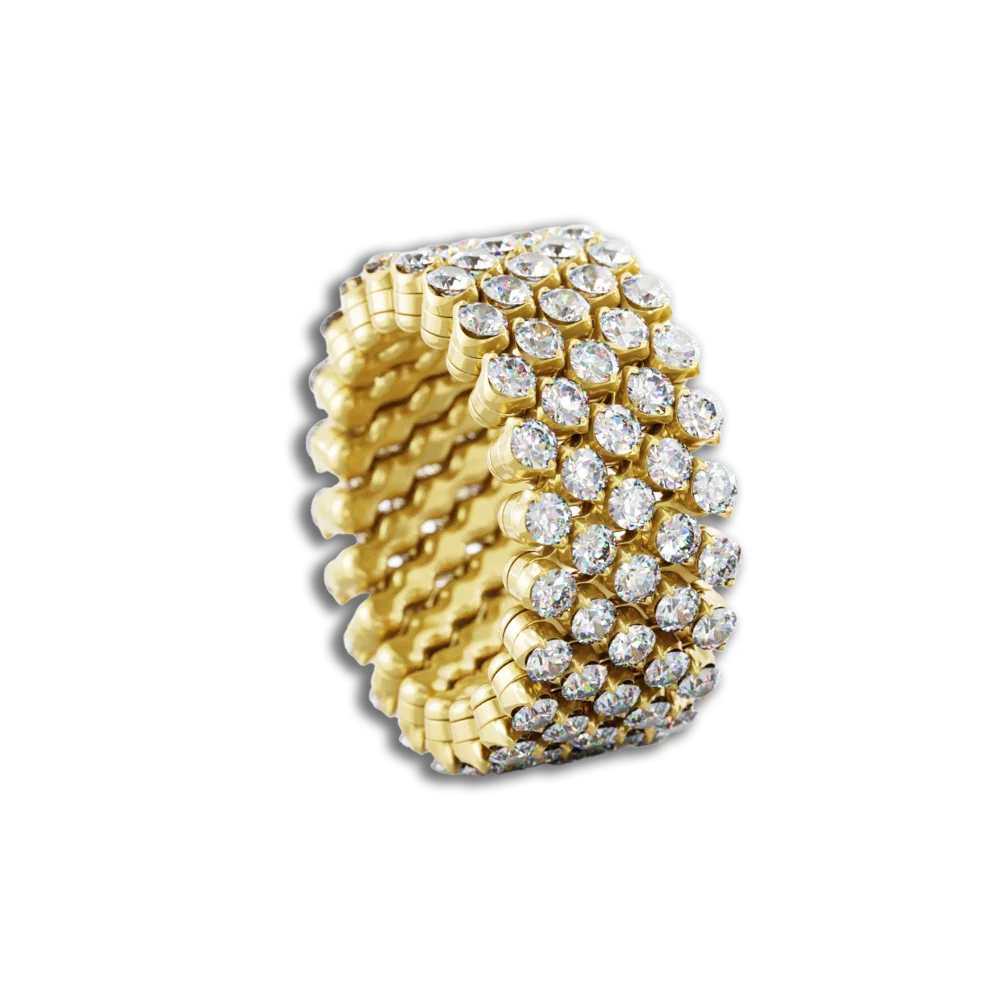 Ring Multi Size • 5 Reihen voll besetzt • weiße Diamanten • Gelbgold