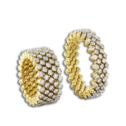 Ring Multi Size • 5 Reihen voll besetzt • weiße Diamanten • Gelbgold