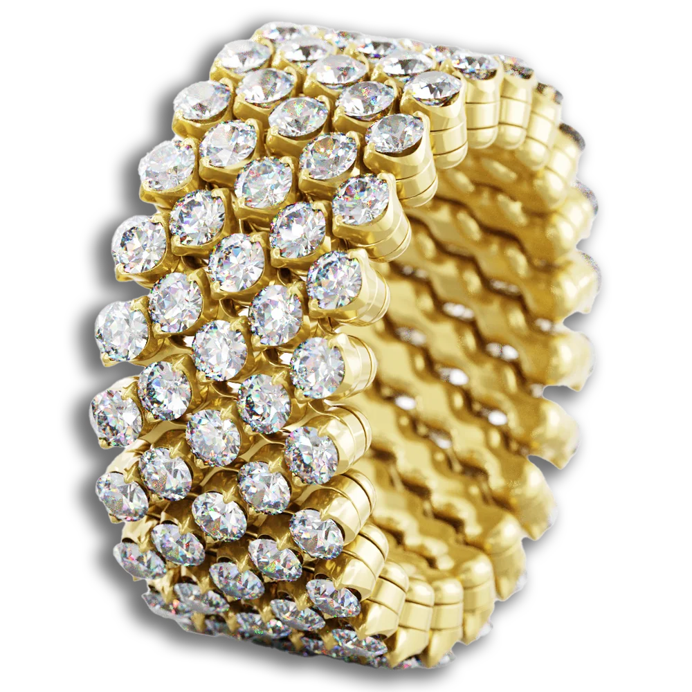 Ring Multi Size • 5 Reihen voll besetzt • weiße Diamanten • Gelbgold