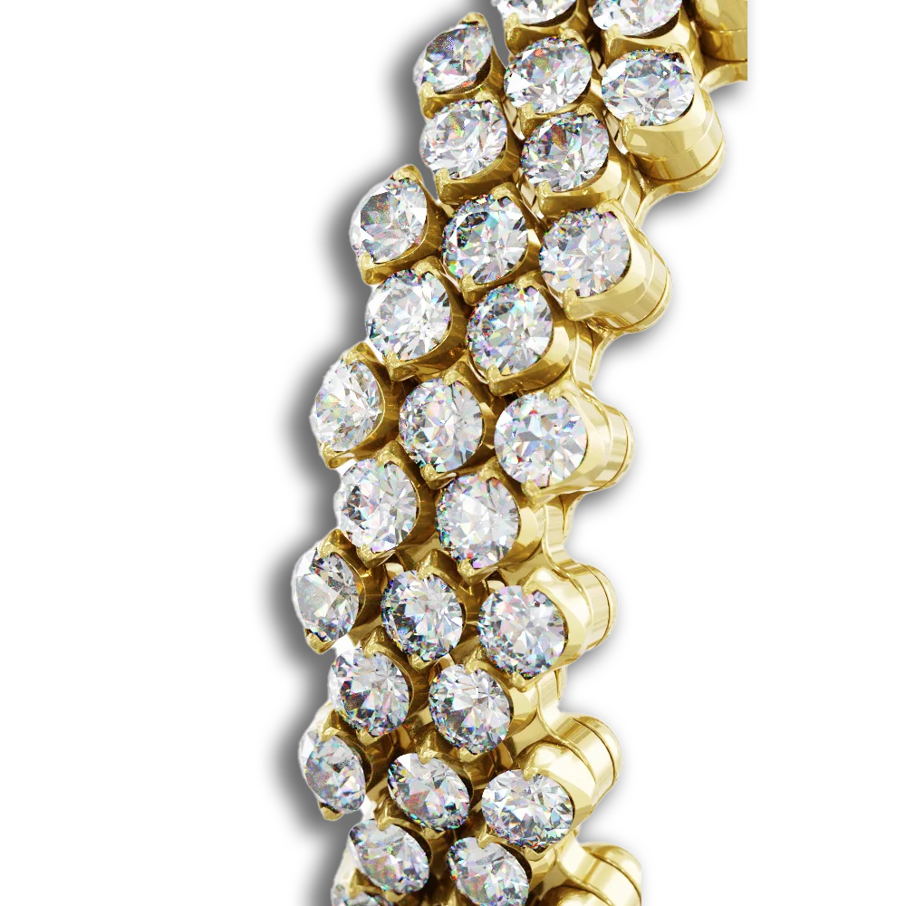 Ring Multi Size • 5 Reihen voll besetzt • weiße Diamanten • Gelbgold