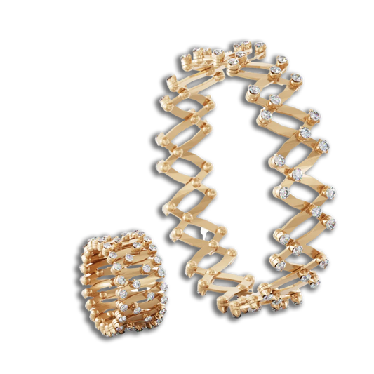 Ring Bracelet 1492 • weiße Diamanten • Roségold