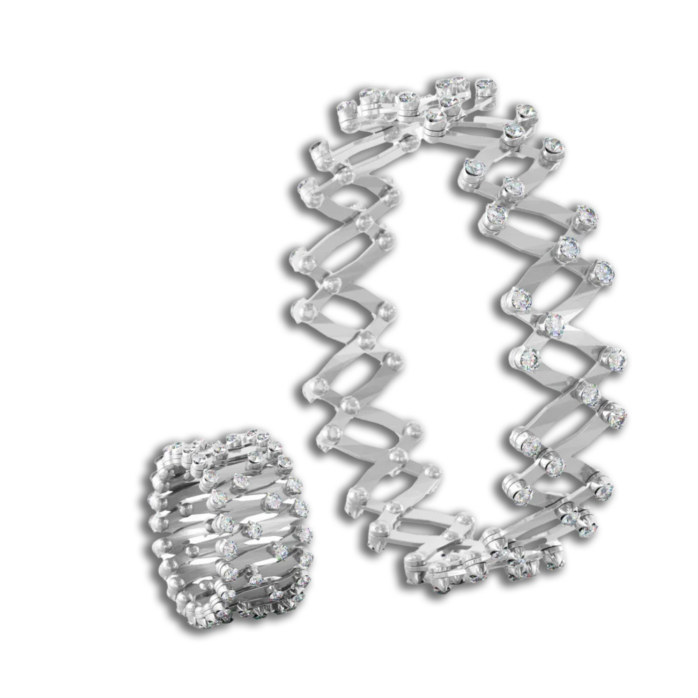 Ring Bracelet 1492 • weiße Diamanten • Weißgold