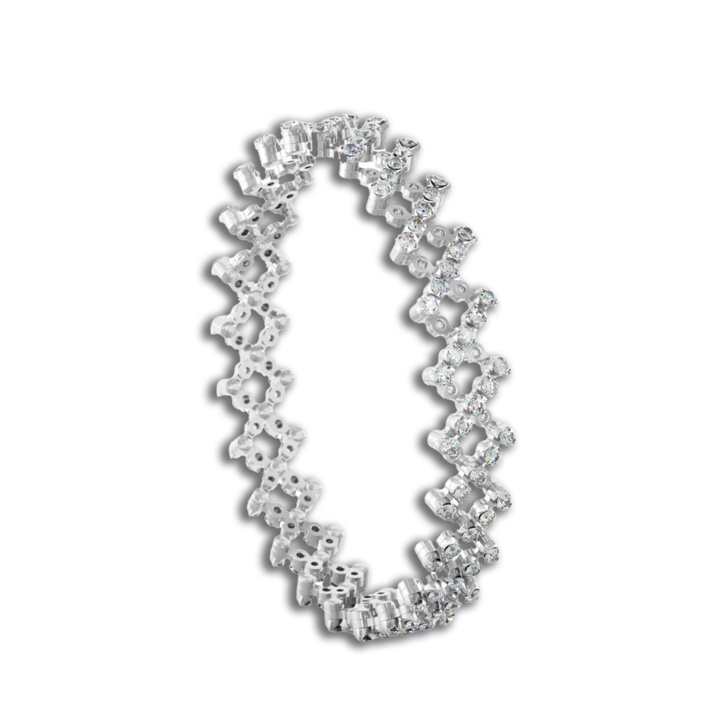 Ring Bracelet • 5 Reihen voll besetzt • weiße Diamanten • Weißgold