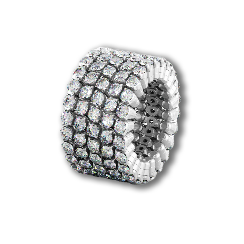 Ring Bracelet • 5 Reihen voll besetzt • weiße Diamanten • Weißgold