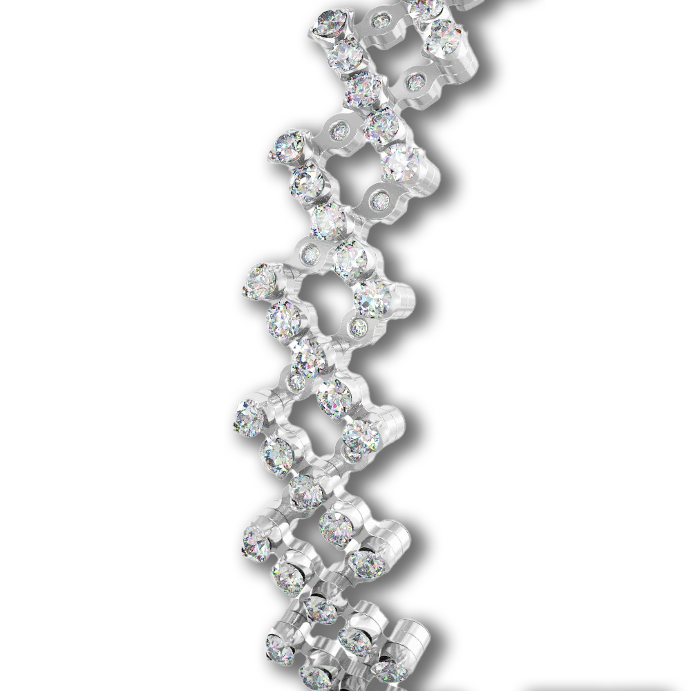 Ring Bracelet • 5 Reihen voll besetzt • weiße Diamanten • Weißgold