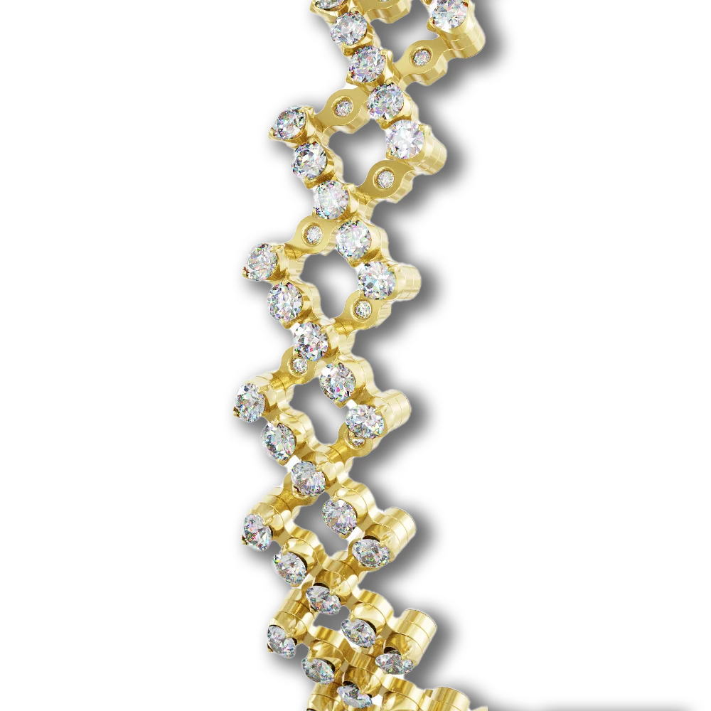 Ring Bracelet • 5 Reihen voll besetzt • weiße Diamanten • Gelbgold
