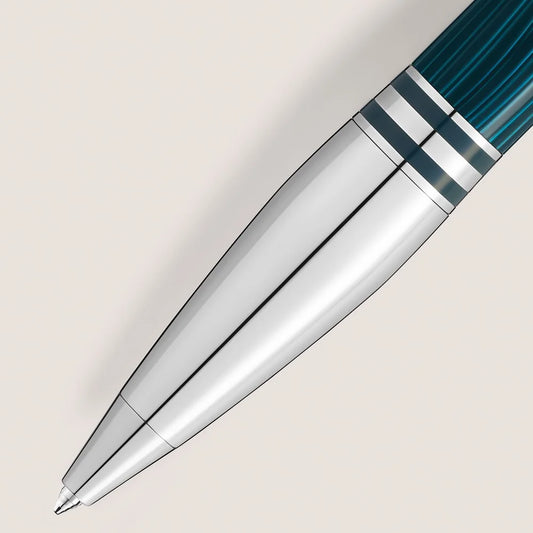 Dunkelgrüner Montblanc Kugelschreiber mit Guilloche Wellenmuster und Edellack
