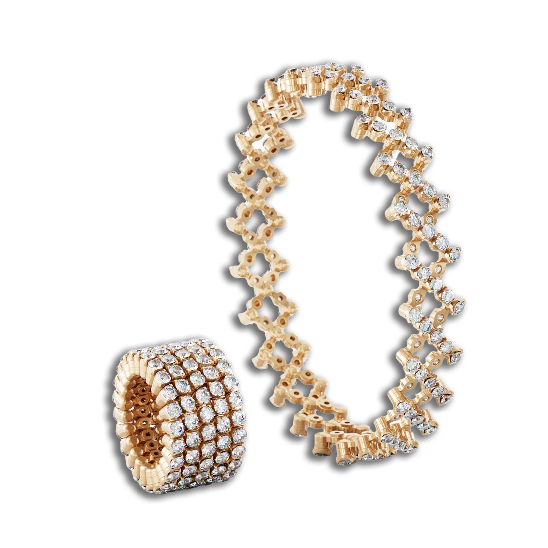 Serafino Consoli Ring Bracelet mit funkelnden Diamanten