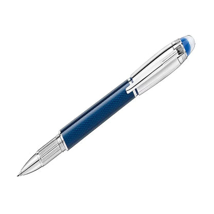 Detailansicht StarWalker Blue Planet Metal Doué Fineliner mit blauem Guilloché-Metallschaft und polierter Platinoberfläche in Kitzbühel erhältlich