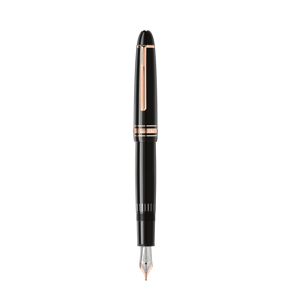 Schwarzer Montblanc LeGrand Füllfederhalter mit eingebettetem Montblanc Emblem