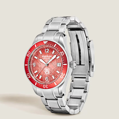 Montblanc Iced Sea Automatic Date 0 Oxygen Limited Edition 38 mm mit korallenfarbenem Sfumato Gletscherzifferblatt bei Montblanc Boutique Kitzbühel Tirol