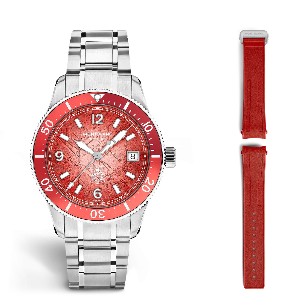 Montblanc Iced Sea Automatic Date 0 Oxygen Limited Edition mit Edelstahlarmband und korallenrotem Kautschukarmband werkzeuglos wechselbar in Kitzbühel erhältlich