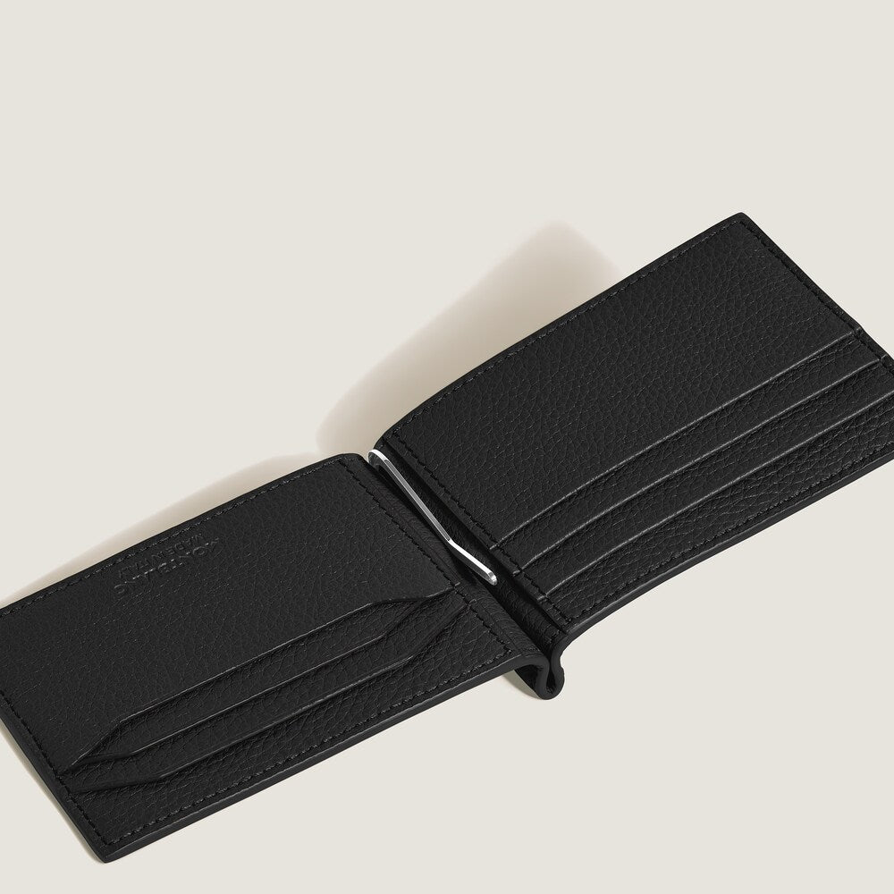 Innenansicht Montblanc Bifold Portemonnaie mit sechs Kreditkartenfächern und Metall Geldclip elegante Organisation für Bargeld und Karten