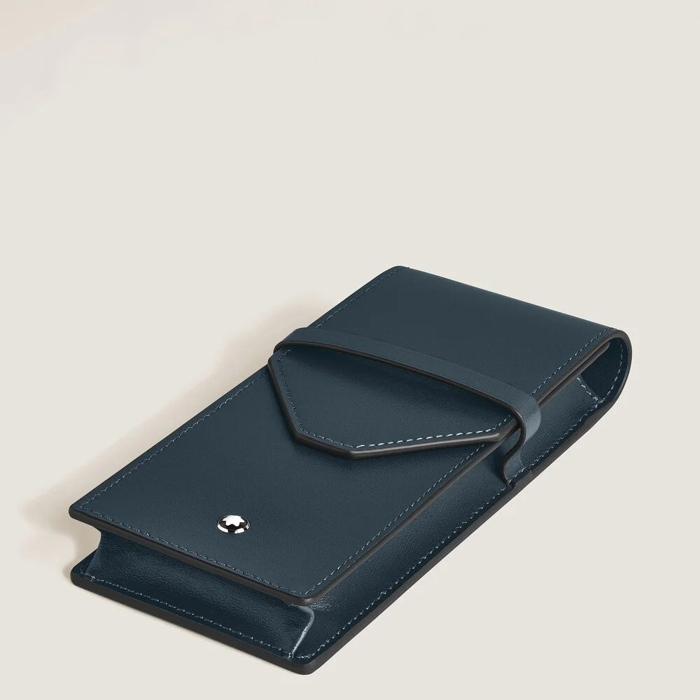 Montblanc Envelope 3 Stifte Etui aus samtblauem Meisterstück Leder