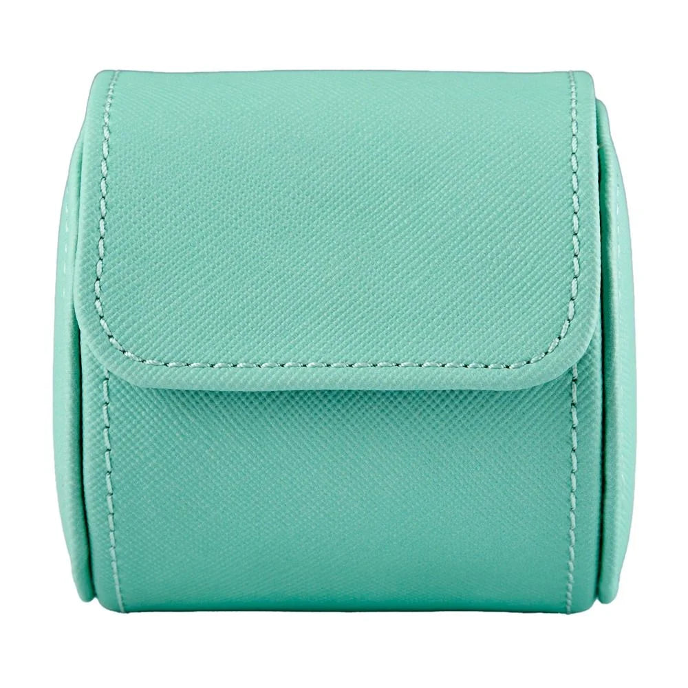 WOLF 1834 - Seltzer Einzeluhrrolle Luxus Uhrenetui in Minze und Transformative Teal mit Chrom Popper Verschluss sicher im Juwelier Tirol Shop online kaufen