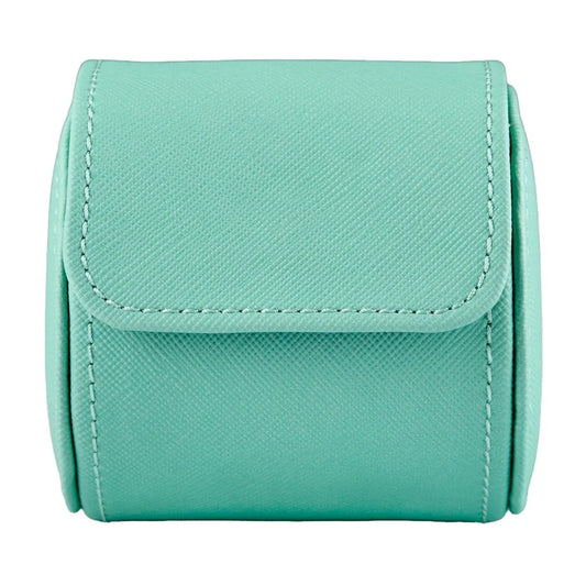 WOLF 1834 - Seltzer Einzeluhrrolle Luxus Uhrenetui in Minze und Transformative Teal mit Chrom Popper Verschluss sicher im Juwelier Tirol Shop online kaufen