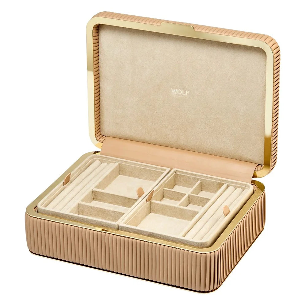 WOLF 1834 - Premium Schmuckaufbewahrung Bella Medium mit plissierten Seiten und goldfarbenem Innenrahmen im Juwelier Tirol Online-Shop sichern