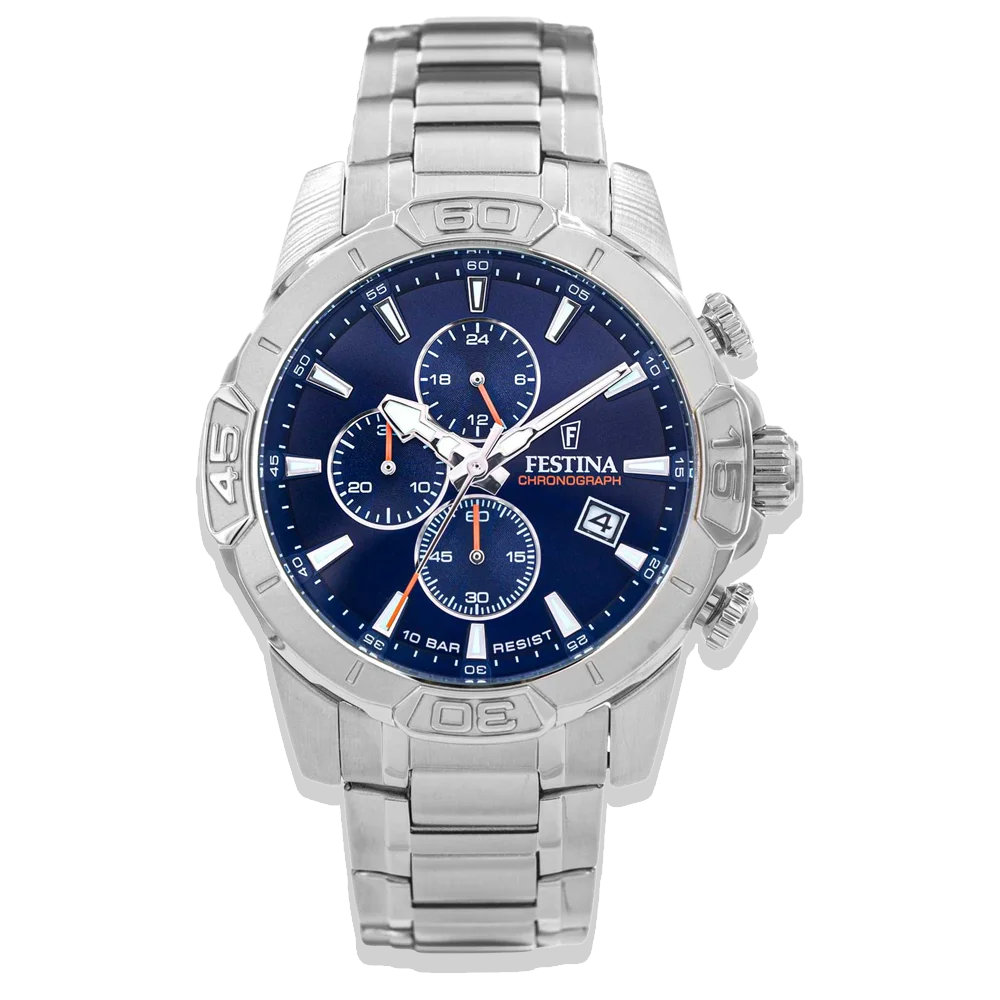 Festina Timeless Chronograph Herren F20704/2 Blau Edelstahlarmband