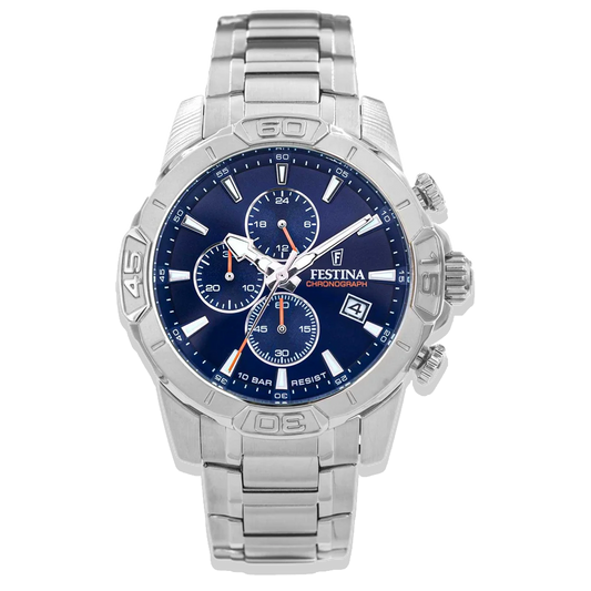 Festina Timeless Chronograph Herren F20704/2 Blau Edelstahlarmband