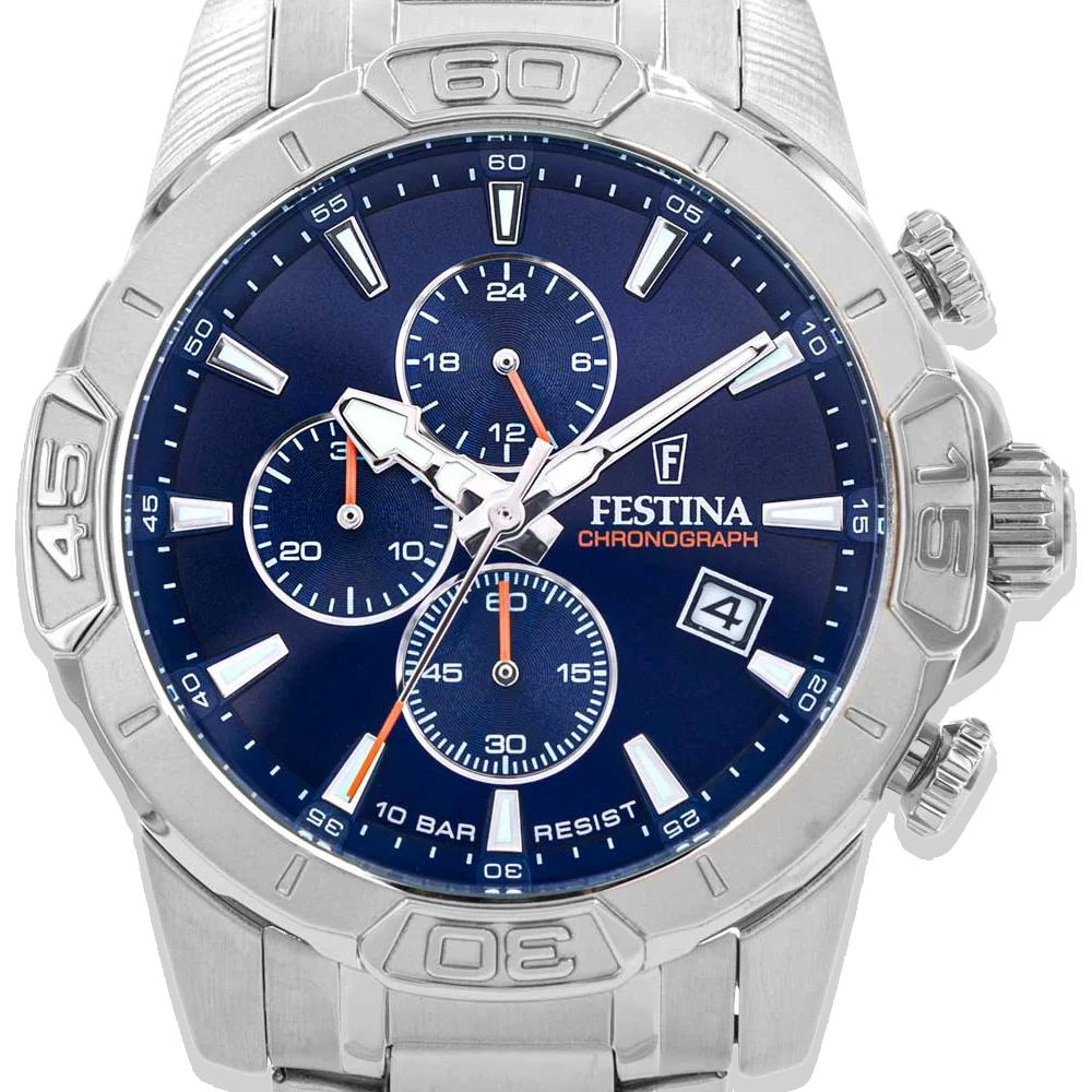 Festina Timeless Chronograph Herren F20704/2 Blau Edelstahlarmband