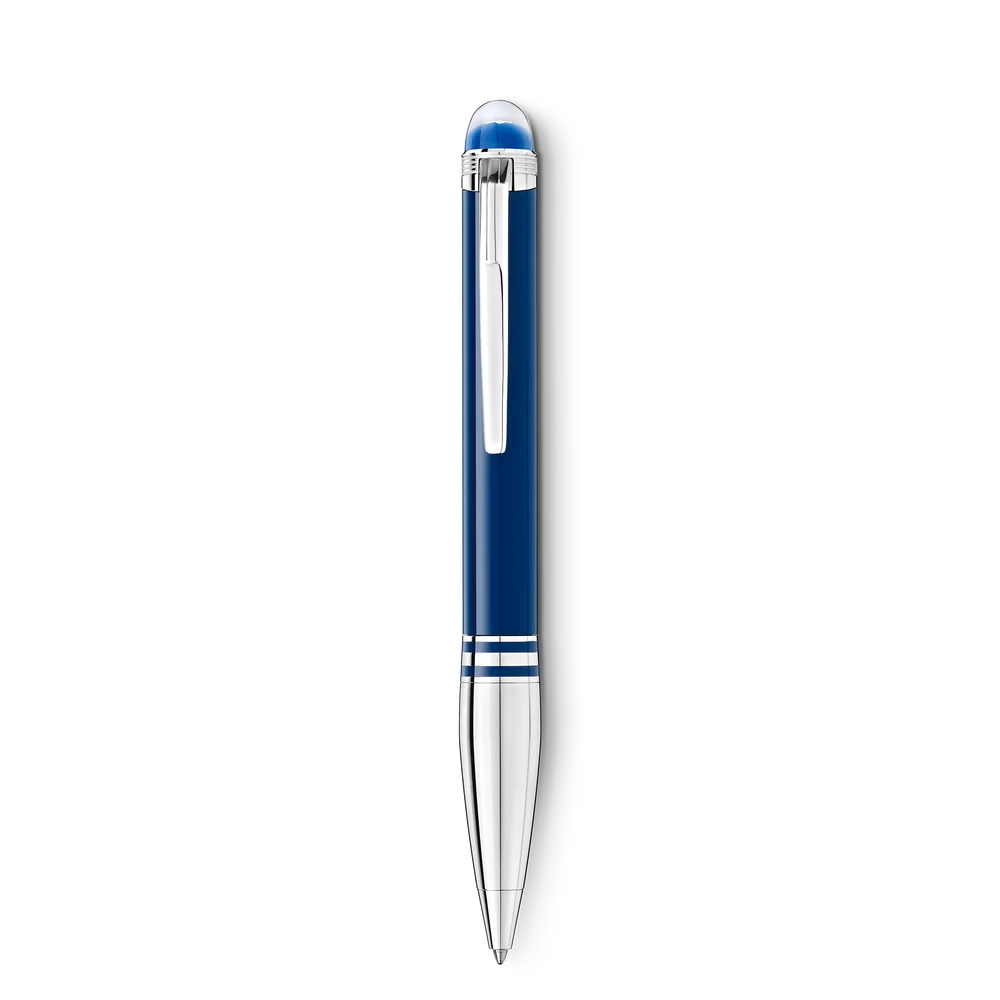 Hochwertiges Montblanc Schreibgerät mit schwebendem Emblem unter blauer Kuppel