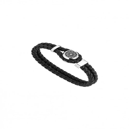 Montblanc Victor Hugo Armband aus geflochtenem schwarzem Leder