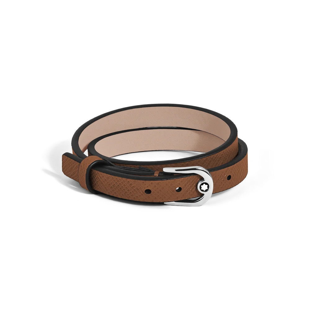 Exklusives Montblanc Lederarmband mit poliertem Edelstahlverschluss