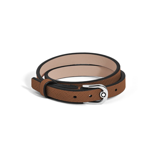 Exklusives Montblanc Lederarmband mit poliertem Edelstahlverschluss