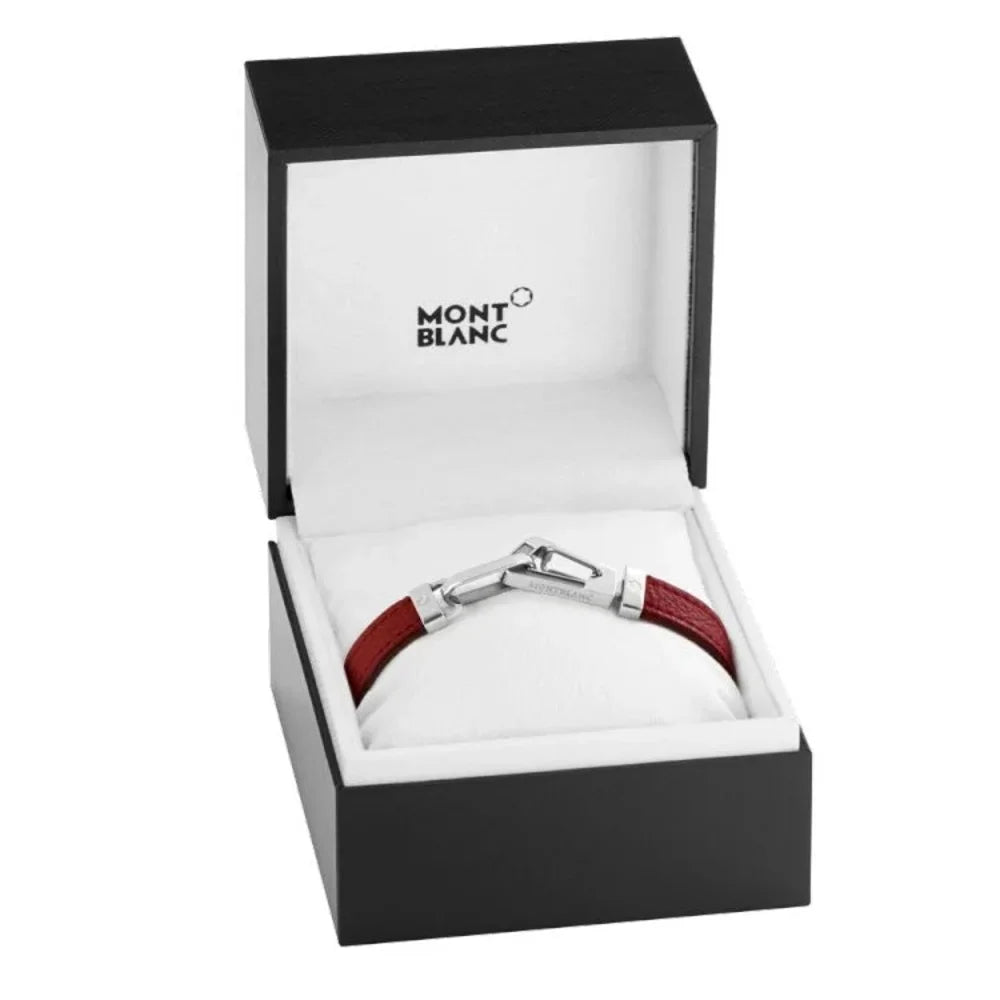 Rotes Montblanc Wickelarmband für Herren mit Edelstahlverschluss