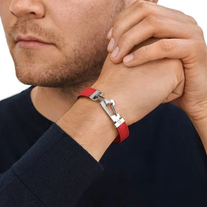 Montblanc Herrenarmband aus Leder mit Mousqueton Verschluss
