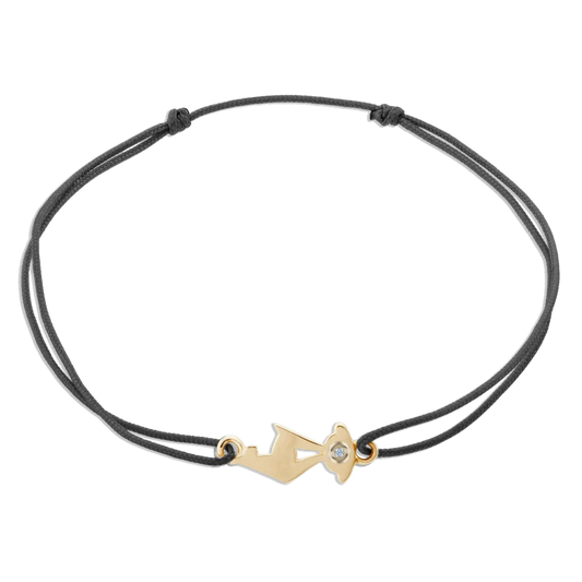 KitzSpirit© schwarzes Armband • KB-Gams Gelbgold • optional Brillant