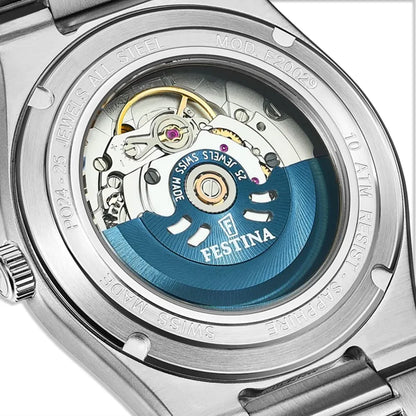 Festina Swiss Made Rivé Automatic blau – elegante Damenuhr bei Juwelier Schroll, Premium Edition 
