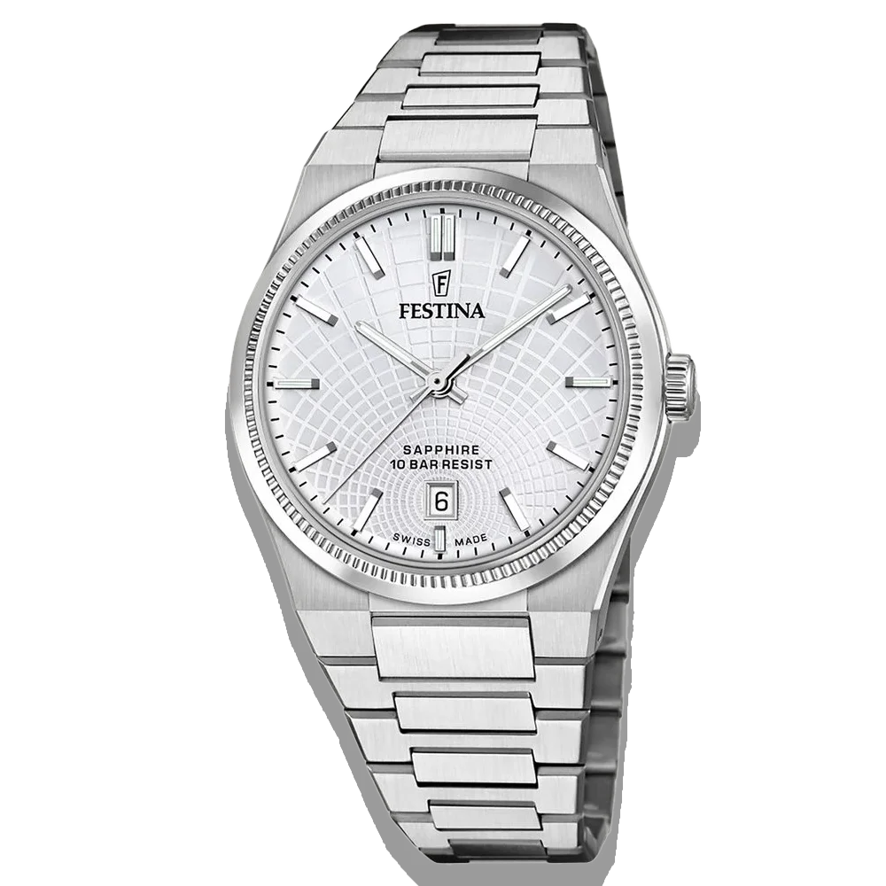 Festina Herrenuhr Swiss Made Rivé F20051/1 silberfarben