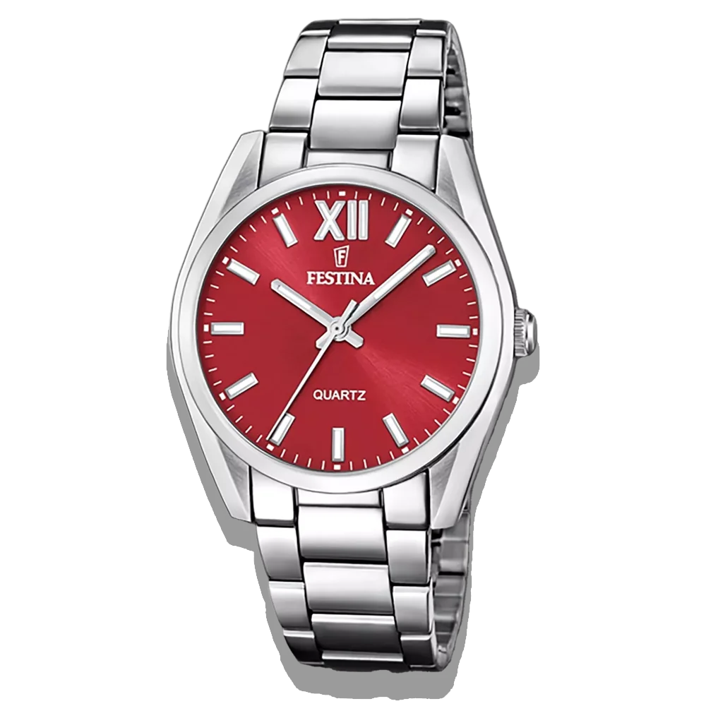 Festina Damen Uhr Boyfriend Alegria F20622/B Rot, Edelstahl Armband