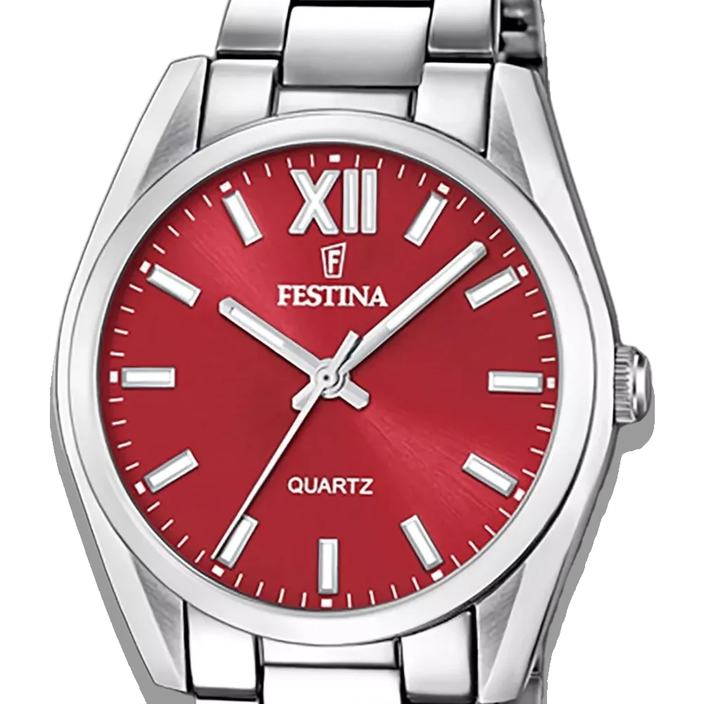 Festina Damen Uhr Boyfriend Alegria F20622/B Rot, Edelstahl Armband