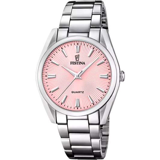 Festina Damenuhr F20622/N mit roségoldfarbenem Zifferblatt und Edelstahlarmband