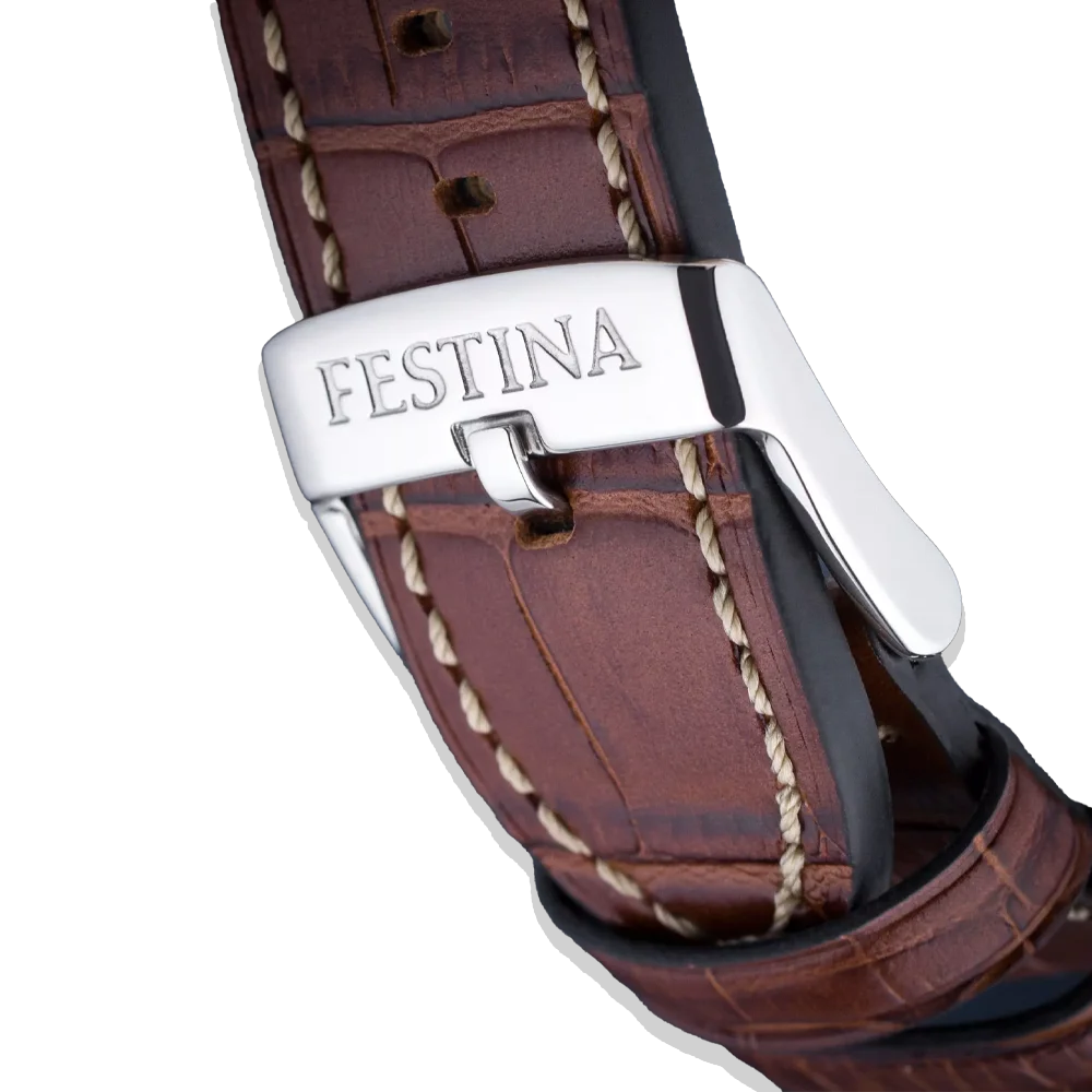 Festina Herren F20636/1 Grausilber mit Lederarmband