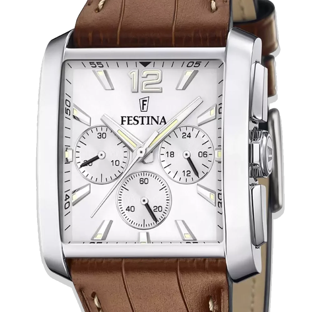 Festina Herren F20636/1 Grausilber mit Lederarmband