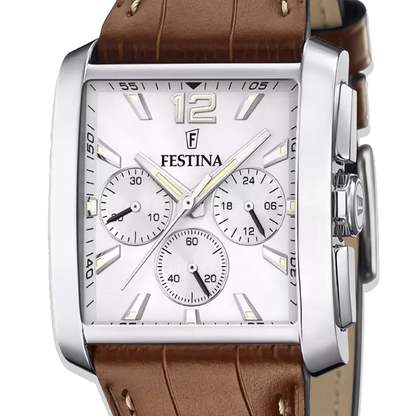 Festina Herren F20636/1 Grausilber mit Lederarmband