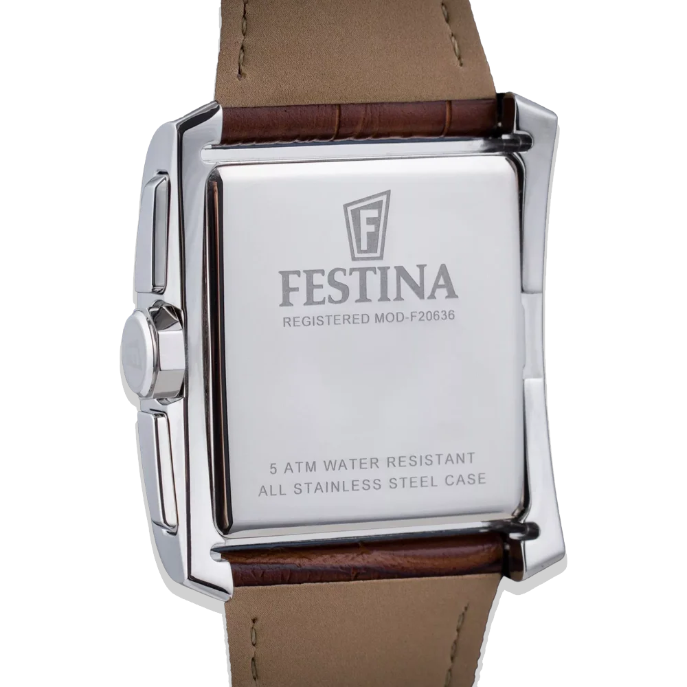 Festina Herren F20636/1 Grausilber mit Lederarmband