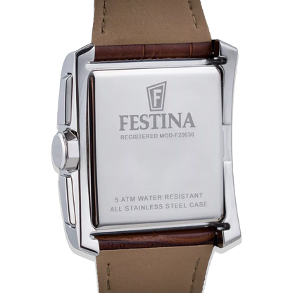 Festina Herren F20636/1 Grausilber mit Lederarmband