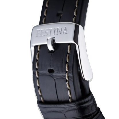 Festina Herren F20636/4 Schwarz mit Lederarmband