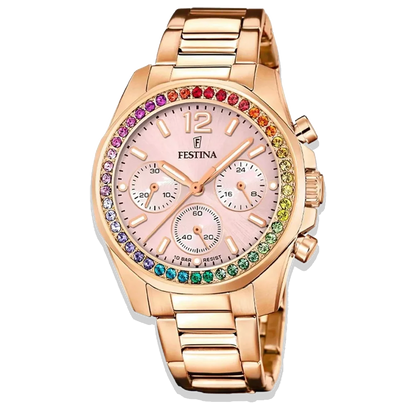 Festina Damen Uhr Rainbow F20639/4 Roségold, Edelstahlarmband