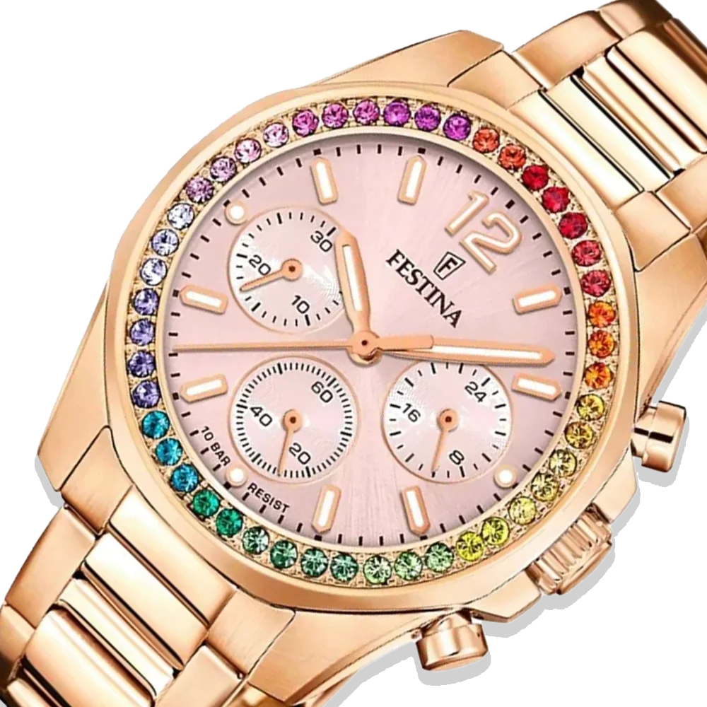 Festina Damen Uhr Rainbow F20639/4 Roségold, Edelstahlarmband