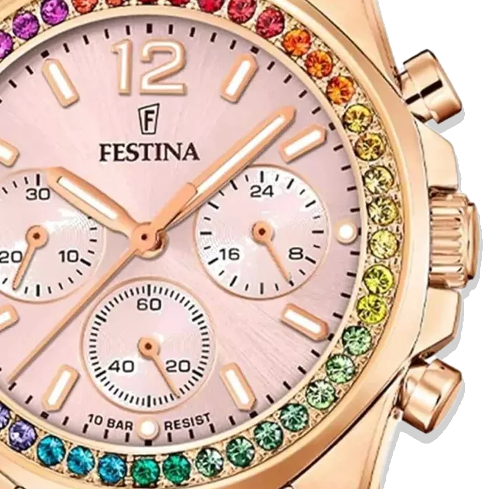 Festina Damen Uhr Rainbow F20639/4 Roségold, Edelstahlarmband